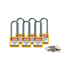 Kompaktowa kłódka Lockout-Tagout BRADY, ze aluminiowym kabłąkiem 50mm, żółta