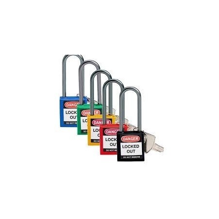 Kompaktowa kłódka Lockout-Tagout BRADY, ze aluminiowym kabłąkiem 50mm, żółta