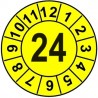 Naklejki przeglądów TYP-1, Ø 35mm, rok "24", kolor żółty, arkusz 12 szt.