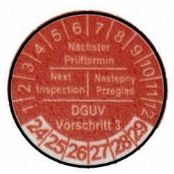 Etykiety inspekcyjne: Następny przegląd (w 3 językach), TYP-5, okrągłe Ø 20mm, na lata 24-29 - 35szt.