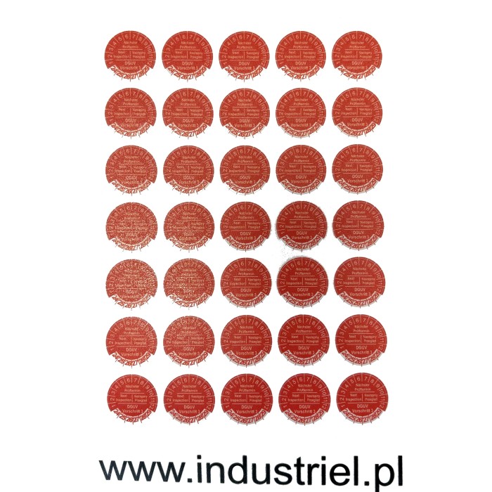 Etykiety inspekcyjne: Następny przegląd (w 3 językach), TYP-5, okrągłe Ø 20mm, na lata 24-29 - 35szt.