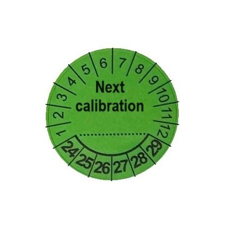 Naklejki kalibracyjne, TYP-6, "NEXT CALIBRATION", okrągłe Ø 30mm, na lata 24-29 - 20szt.
