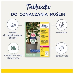 Tabliczki do oznaczania roślin, foliowe, 190µ, 100 x 20 mm, 10 ark., Avery Zweckform