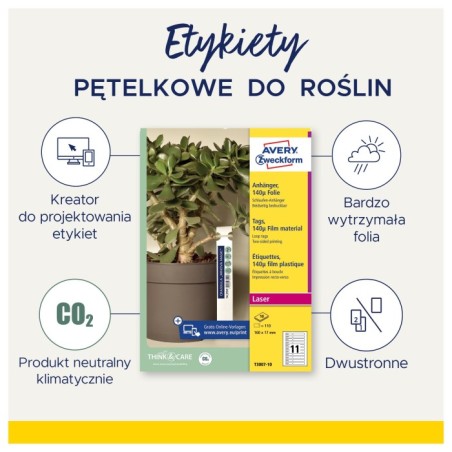 Etykiety pętelkowe do roślin, foliowe 160 x 17 mm, 110szt.