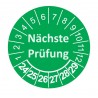 Etykiety inspekcyjne, naklejki przeglądowe, TYP-5, Nächste Prüfung, okrągłe Ø 15mm, na lata 24-29 - 63szt.