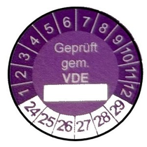 Naklejki testowe DGUV,  TYP-5, Geprüft nach DGUV Vorschrift 3, Nächster Prüftermin, okrągłe Ø 20mm, na lata 24/29 - 35 szt.