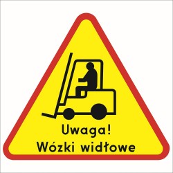 Naklejka podłogowa UWAGA Wózki widłowe.