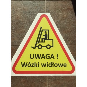 Naklejka podłogowa UWAGA Wózki widłowe.