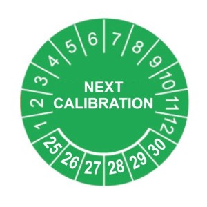 Naklejki kalibracyjne, TYP-5, "NEXT CALIBRATION", okrągłe Ø 20mm, na lata 25-30 - 35szt.