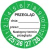 Naklejki przeglądowe, TYP-6, "PRZEGLĄD", okrągłe Ø 30mm, na lata 24-27 - 20szt.