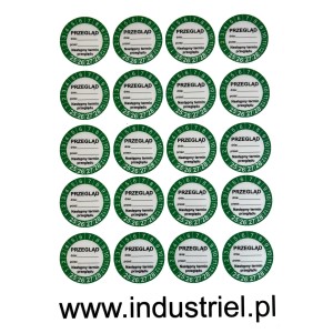 Naklejki przeglądowe, TYP-6, "PRZEGLĄD", okrągłe Ø 30mm, na lata 24-27 - 20szt.