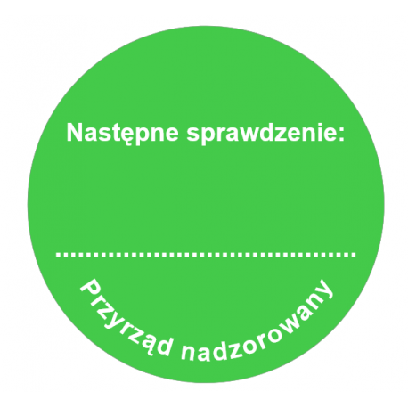 Etykiety inspekcyjne TYP-6, zielone, w środku: Następne sprawdzenie: + miejsce na wpisy