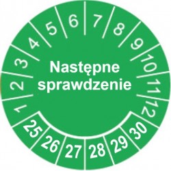 Etykiety inspekcyjne: Następne sprawdzenie, TYP-5, okrągłe Ø 10mm, na lata 24-29 - 143szt.