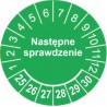 Etykiety inspekcyjne: Następne sprawdzenie, TYP-5, okrągłe Ø 10mm, na lata 24-29 - 143szt.