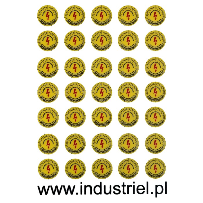 Etykiety przeglądów elektrycznych, TYP-5, "Następne sprawdzenie", okrągłe Ø 20mm, na lata 22-27 - 35szt.