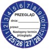 Naklejki kontroli, TYP-6, "Skontrolowano", okrągłe Ø 40mm, na lata 24-27 - 12szt.