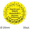 Naklejki testowe DGUV, TYP-5, Geprüft nach DGUV Vorschrift 3, Nächster Prüftermin, okrągłe Ø 20mm, na lata 24/29 - 35 szt.