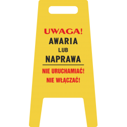 Tablica rozkładana, potykacz Lockout-Tagout, UWAGA! AWARIA LUB NAPRAWA NIE URUCHAMIAĆ NIE WŁĄCZAĆ