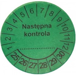 Naklejki przeglądowe, TYP-6, "Następna kontrola", okrągłe Ø 30mm, na lata 25-30 - 20szt.