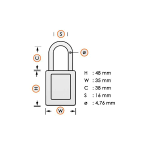 Kłódka Lockout Masterlock S32 z nylonowym kabłąkiem 38mm