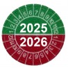 Naklejki przeglądów TYP-4, Ø 25mm, dwudzielne na lata "2024/2025" pomarańczowo-żółte, arkusz 20szt.