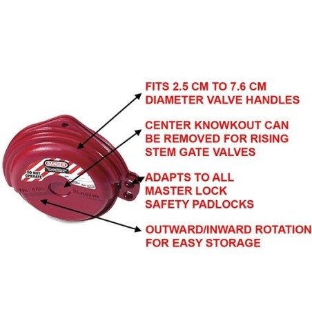 Masterlock 480 Blokada Lockout zasuw i zaworów z pokrętłem o średnicy 25mm-76mm