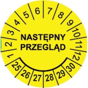 Etykiety inspekcyjne: Następny przegląd, TYP-5, okrągłe Ø 20mm, na lata 25-30 - 35szt.
