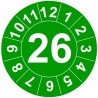 Naklejki przeglądów TYP-1, Ø 30mm, rok "25", kolor do wyboru, arkusz 20 szt.