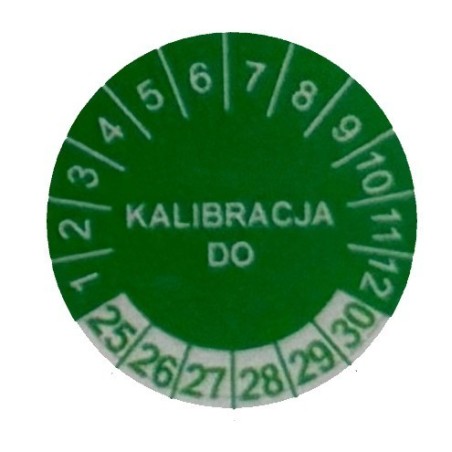 Etykiety inspekcyjne, TYP-5, "KALIBRACJA DO", okrągłe Ø 15mm, na lata 24-29 - 63szt.