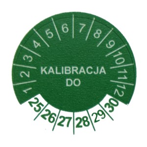 Etykiety inspekcyjne, naklejki kalibracyjne, TYP-5, okrągłe Ø 25mm, na lata 25-30 - 20szt.