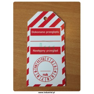 Zawieszka kontroli przeglądów 50x100mm PL biało-czerwona