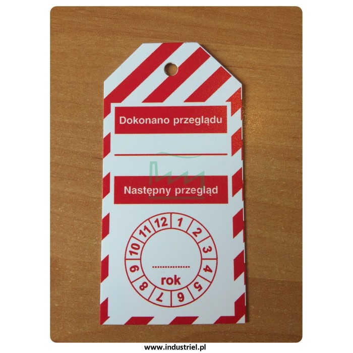 Zawieszka kontroli przeglądów 50x100mm PL biało-czerwona