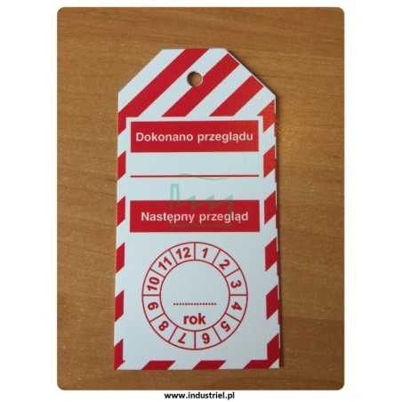 Zawieszka kontroli przeglądów 50x100mm PL biało-czerwona