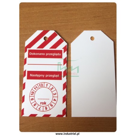 Zawieszka kontroli przeglądów 50x100mm PL biało-czerwona