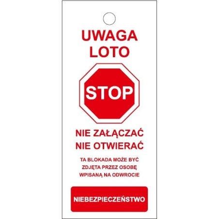 Przywieszka Tagout z kieszonką mała 70x150mm