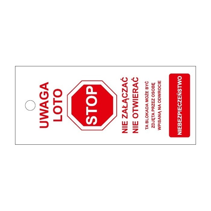 Przywieszka Tagout z kieszonką mała 70x150mm