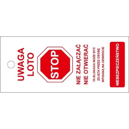 Przywieszka Tagout z kieszonką mała 70x150mm