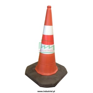 Pachołek drogowy, ciężki, na gumowej podstawie o wysokości 100cm, biało-czerwony, odblaskowy