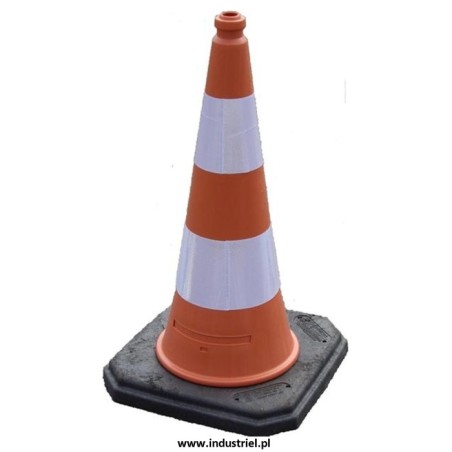 Pachołek drogowy, ciężki, na gumowej podstawie o wysokości 100cm, biało-czerwony, odblaskowy