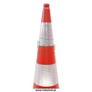 Pachołek drogowy, ciężki, na gumowej podstawie o wysokości 100cm, biało-czerwony, odblaskowy