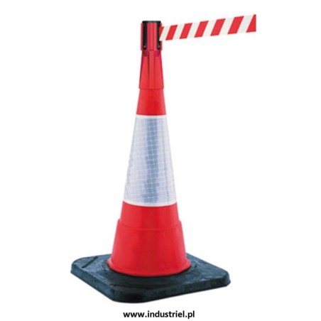 Pachołek drogowy, ciężki, na gumowej podstawie o wysokości 100cm, biało-czerwony, odblaskowy