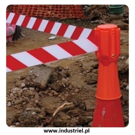 Pachołek drogowy, ciężki, na gumowej podstawie o wysokości 100cm, biało-czerwony, odblaskowy