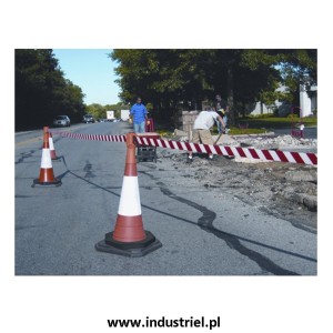 Pachołek drogowy, ciężki, na gumowej podstawie o wysokości 100cm, biało-czerwony, odblaskowy