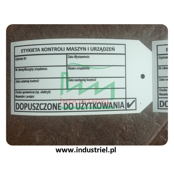 Zawieszka kontroli urządzeń "DOPUSZCZONE DO UŻYTKOWANIA"