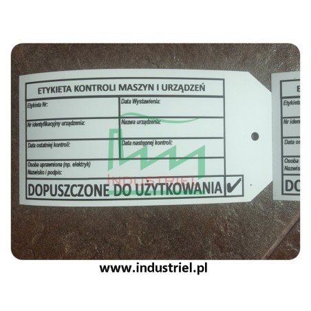 Zawieszka kontroli urządzeń "DOPUSZCZONE DO UŻYTKOWANIA"