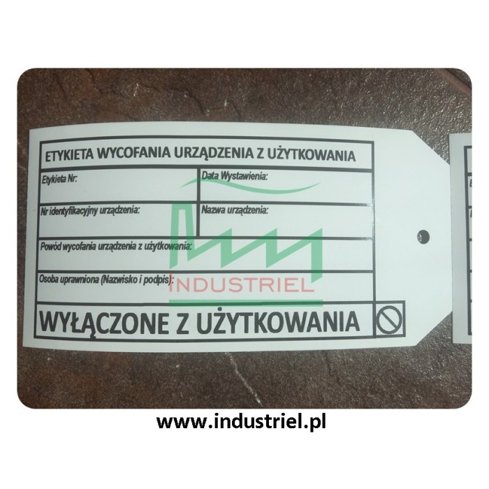Zawieszka kontroli urządzeń "WYŁĄCZENIE Z UŻYTKOWANIA"