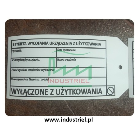 Zawieszka kontroli urządzeń "WYŁĄCZENIE Z UŻYTKOWANIA"