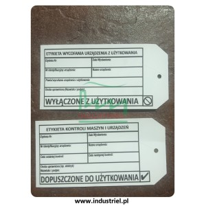 Zawieszka kontroli urządzeń "WYŁĄCZENIE Z UŻYTKOWANIA"