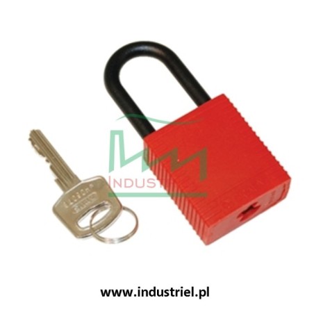 Kłódka Lockout BRADY 813594, czerwona, z nylonowym kabłąkiem 38mm