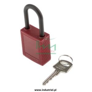 Kłódka Lockout BRADY 813594, czerwona, z nylonowym kabłąkiem 38mm